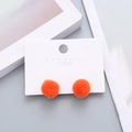 Cute bright orange fuzzy pom-pom ear clips with 925 silver posts for girls - Orange
