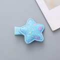 Sparkly light blue star hair clip with sequins for girls and glittery macaron finish - Blue Star