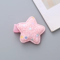 Pink glitter star hair clip for girls featuring colorful sequins and ribbon wrap - Star Pink