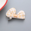 Pinza para el pelo con lazo de cuadros vichy amarillos y clip de metal para niñas - Amarillo Estéreo