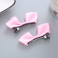 Par de horquillas con lazo de satén rosa brillante para niñas con estilo coreano dulce - Rosa