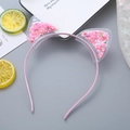 Cerchietto con orecchie di gatto rosa con paillettes e fette di frutta in PVC - Rosa (5mm)