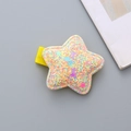 Glitter star hair clip for girls with colorful sparkles and a yellow ribbon-wrapped base - Star Yellow