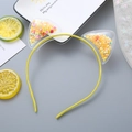 Cerchietto orecchie da gatto gialle con glitter in PVC trasparente e paillettes frutta - Giallo (5mm)
