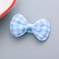 Fermaglio per capelli a quadretti blu e bianchi con fiocco in tessuto e nastro blu centrale - Blu