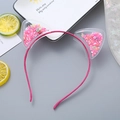 Cerchietto rosa con orecchie da gatto in PVC trasparente e paillettes di frutta mista - Rosa Rosso (5mm)