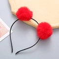 Diadema linda para niñas con pompones rojos y aro negro para fiestas y eventos - Rojo