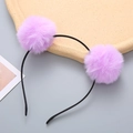 Cute purple plush faux fur pom-pom headband for girls hair accessories and gifts - Violet