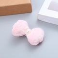 Fermaglio per capelli in peluche rosa per bambina con perla centrale e fiocco - Rosa