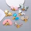 Set di 8 paia di fermagli per capelli glitterati per bambine, forme cuore e stella oro - Collezione Stella e Cuore (2#)