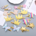 Set de barrettes pailletées étoile et cœur pour filles avec pinces dorées en métal - Collection Fantaisie Dégradé (7#)