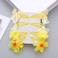 Set de 8 horquillas amarillas con mariposas de tul y perlas sobre tarjeta artesanal - Amarillo