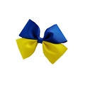 Handmade 10cm bicolor grosgrain ribbon bow hair clip in navy blue and bright yellow - Two-Tone Bowknot