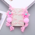 Juego de 8 horquillas rosas con mariposas y flores para niñas en tarjeta de exhibición - Rosa Claro