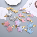 Mollette glitterate a forma di cuore e stella, oro e rosa con paillettes, set da 8 - Mix Stella Corona Cuore (8#)