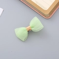 Mint green seersucker handmade bow hair clip with champagne ribbon for girls - Fruit Green