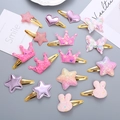Lot de 17 barrettes pour filles avec coeurs et étoiles en paillettes roses - Collection Complète Éléments de Fille (6#)