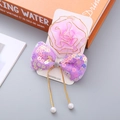 Sweet 2-piece hair clip set featuring a pink organza flower and purple sequin bow for girls - 1# Purple