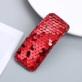 Sparkly red sequin rectangular hair clip for girls with a shiny metallic finish - Red