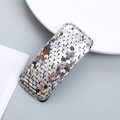 Rectangle silver sequin hair clip with shiny metallic finish and rounded edges - Silver