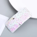 Chic rectangular hair clip with shimmering white sequins and iridescent pearl glow finish - White