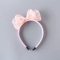 Cerchietto rosa con fiocco in pizzo a pois e denti antiscivolo per acconciature bimba - Stile Semplice / Stile Semplice Rosa Arancio