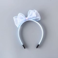 Cerchietto carino con fiocco in rete a pois blu chiaro per bambine con telaio bianco - Stile Semplice / Stile Semplice Blu Chiaro