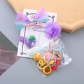 Set de pinzas para el pelo moradas para niña con lazo degradado y gomas de colores - Morado