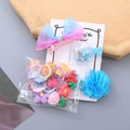 Set de accesorios para el pelo infantil con lazo degradado, clip estrella y gomas - Azul