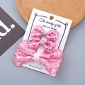 Lot de 3 barrettes à cheveux papillon en paillettes roses faites à la main sur carte - Lot de Barrettes Nœuds / Rose