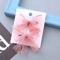 Set di due fermagli per capelli con fiocchi in tulle rosa e glitter per bambine - Rosa Coreano