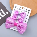 Ensemble de trois barrettes à nœuds pailletés pour filles en magenta et violet - Lot de Barrettes Nœuds / Violet