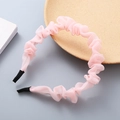 Sweet light pink pleated organza headband with soft ruffled fabric texture and anti-slip tips - Light Pink