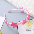 Cerchietto rosa glitterato per bambine con denti antiscivolo per acconciatura da principessa - Stella rosso rosa