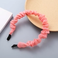 Sweet pink pleated chiffon headband with organza ruffled texture and black anti-slip tips - Orange Pink