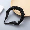 Elegant black pleated lace headband with ruffled chiffon fabric for women hair accessory - Black