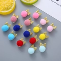 Kids plush pom pom and glitter bow ear clip set in multiple bright colors for girls - Without Ear Pads / Gold Bow (Mixed Color Ball)