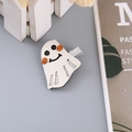 Ghost Halloween hair clip with white glitter fabric and embroidered face detail - Ghost