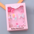 6-teiliges rosa Baby-Haarschmuck-Geschenkset mit Schleifen und Clips in einer Herzbox - Rosa