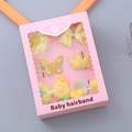 Gelbes 6-teiliges Baby-Haarschmuck-Geschenkset mit Schleifen und Kronenclips - Gelb