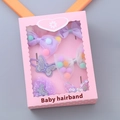 6-teiliges lila Schleifen-Haarspangen-Geschenkset für Mädchen mit bunten Pompons - Hellviolett