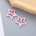 Pair of cute pink star-shaped metal hair clips with sweet glossy finish for girls - Light Pink