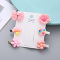 Haarklammern Set für Mädchen in Rosa mit Blumen und Schleifen, 6er-Packung - Rosa Serie