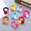 Set of 8 colorful plush ball hair ties for girls with elastic bands and soft pom-poms - Colorful Combination (5147414297399)