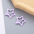 Paire de jolies barrettes en métal en forme d'étoile violet lavande pour filles style doux - Mauve Clair