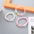 Kids pearly beaded bracelet set featuring colorful stars and cute resin pendants - Triple Star Style