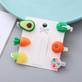 Set aus 6 niedlichen Haarclips mit Obst- und Gemüsemotiven für Kinder auf Displaykarte - Obst und Gemüse