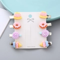 8-piece set of candy-colored resin dessert hair clips for kids on display card - Pair Clips Type 2