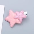 Pink glitter star hair clip set for girls featuring a double-layered star design - Pink