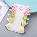10-piece set of cute candy-colored flower and daisy hair clips on a white card display - Elegant Flower
